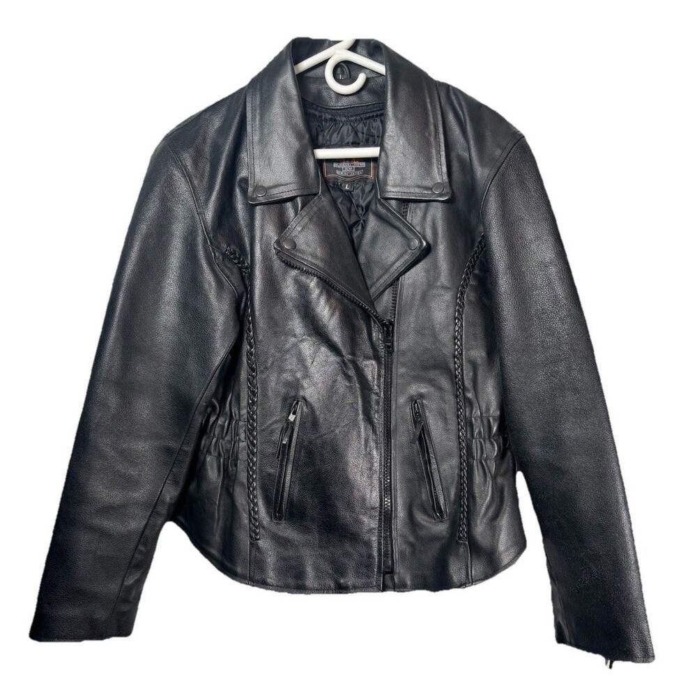 Milwaukee Black Leather Women's L Motorcycle Pocket Jacket With Zip Out Lining